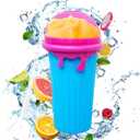 NUFR Slushie Maker, Large Capacity Magic Quick Frozen Smoothies, Cooling Cup, Double Layer Squeeze Cup, Homemade Milk Shake Ice Cream Maker DIY for Children and Family (Dark Blue)