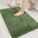 COSY HOMEER Bath Rugs for Bathroom Extra Thick- Anti-Slip Bath Mats Soft Plush Yarn Shaggy 100% Strong Mirco Polyeste Mat Living Room Bedroom Mat Floor Water Absorbent(Green,20x32 - Inches)