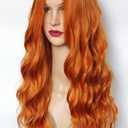 Long ginger red wig,red curly wig synthetic Heat Resistant Fiber 28inches long red braids Costume Wig for Women