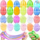 24 Pack Easter Eggs Filled with Slime Toys Slime Kit No-Sticky, Stress Relief Squeeze Toys Easter Basket Stuffers for Toddlers Teens Kids Boys Girls Surprise Egg Hunt Party Favor Classroom Prize Gifts