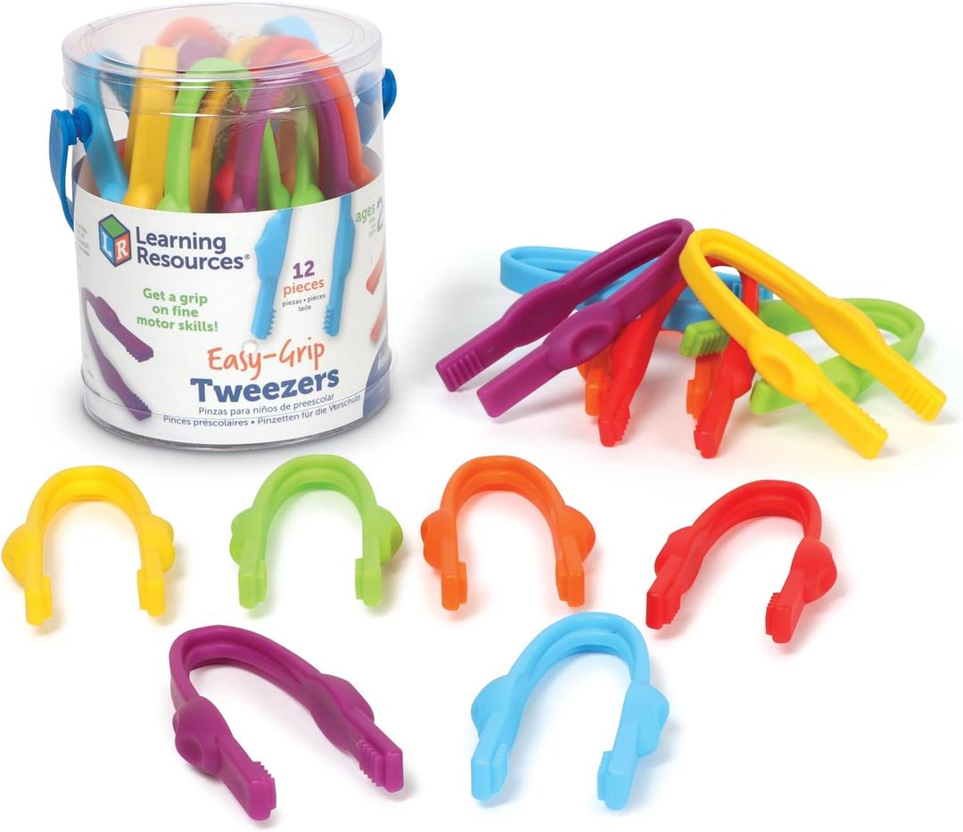 Learning Resources Easy-Grip Tweezers - Sensory Bin Tools, Tongs for Kids, Fine Motor Skills, Montessori Grabber Tool, Toddler Activities, School and Teacher Supplies, Daycare Essentials