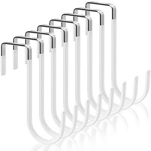 EWPJDK 8 Pack Over The Door Hooks for Hanging Over The Door Hangers Hooks Over Door Hooks with Rubber for Bathroom, Living Room, Towels, Hats, Coats, Bags (White)