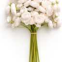 Ling's Moment Ranunculus Artificial Flower, Faux Silk Mini Ranunculus Flowers for DIY Bouquet, Bulk Fake Wedding Filler Flowers for Centerpieces Arrangements Bridal Shower Decorations, Wht-cream