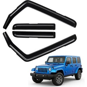 in-Channel Rain Guards Fit for Jeep Wrangler JK 2007-2018, 4 PCS