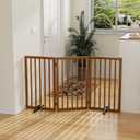 Dog Gate 32" Tall Foldable Dog Gate for Doorways Freestanding Pet Gate for Dogs Indoor (Walnut, 3 Panel)