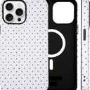 for iPhone 14 Pro Case Cute Polka Dot Phone Case Compatible with MagSafe, Dual-Layer Shock Protection (Hard PC + Silicone) - Aesthetic Protective Phone Cover for Women Girls, White
