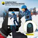 ihuan Kids Winter Waterproof Ski Gloves, Snowboarding Touchscreen Snow Cycling Running Gloves for Boys Girls (L9-10, Dark Black)