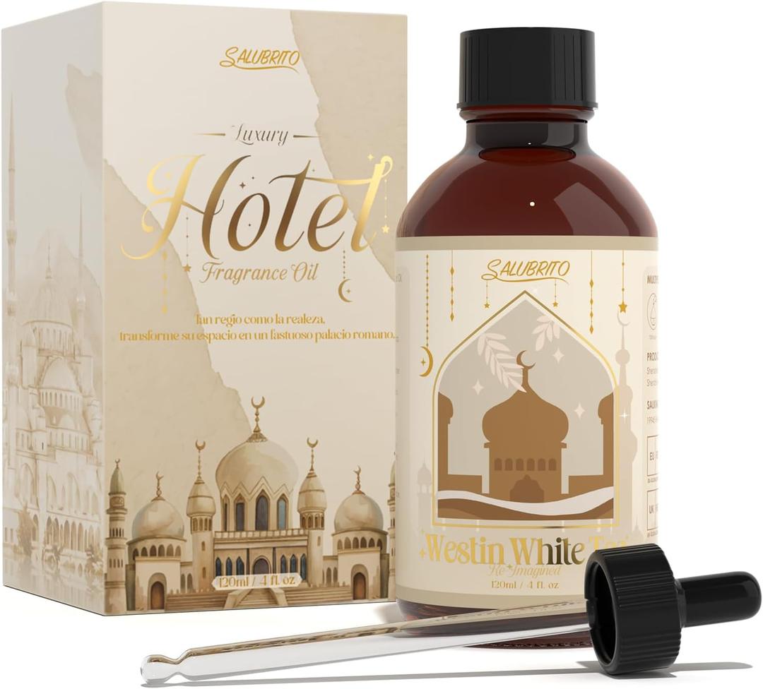 SALUBRITO Hotel Essential Oil, W-Hotel White Tea Fragrance Oil - Inspired by 5 Star Hotel, 4 Fl.Oz (120ml), Luxury Gift for Women, Men, Strong Scented Oil for Diffuser, Candle & Soap Making (Ritz Hotel Provence)