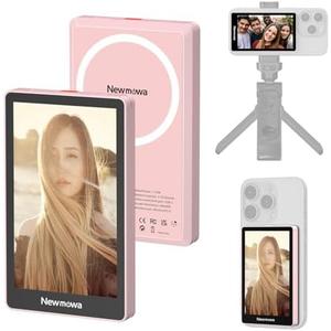 Newmowa Pink Magnetic Phone Vlog Selfie Monitor Screen, 1080P Wireless Recording, Using Phone Rear Camera for Selfie Vlog Live Stream TikTok, Compatible with iPhone(Support 4K 30fps Wired Recording)