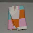 Womens Cute Summer Tops 2026 Short Cap Sleeve Sweater Color Block Trendy Crop Top Knit Vest Checkered Work Shirts Outfits (Medium)