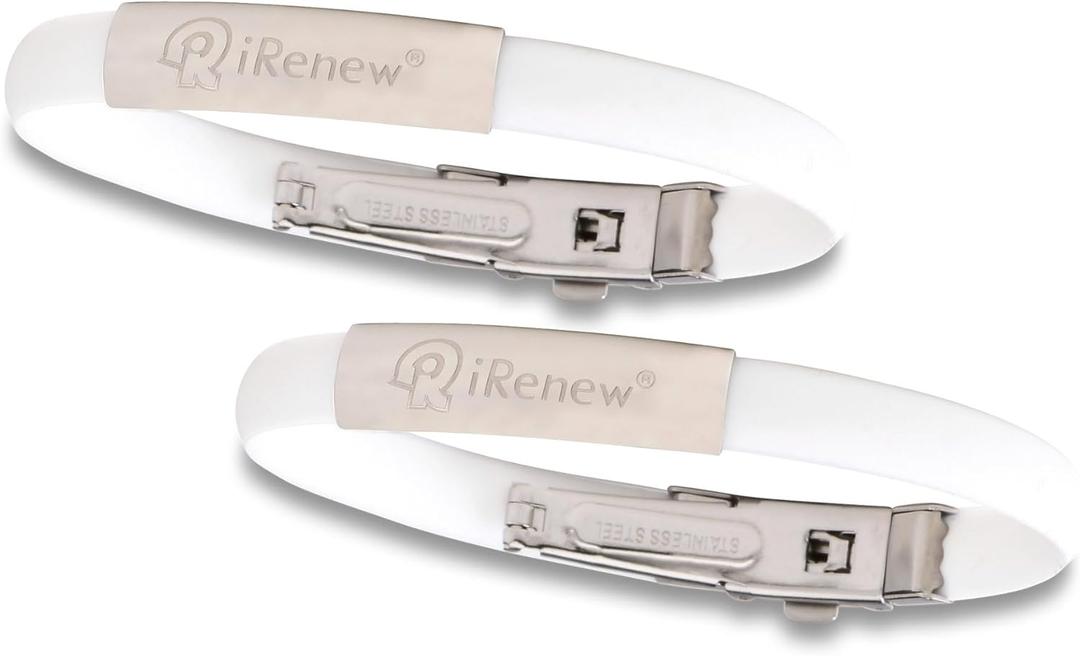 iRenew Energized Well Being Health Fashion Bracelet (White 2 Pack) May promote: Strength, Balance and Endurance Energy Bracelet.