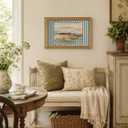 Coastal Landscape Wall Art Striped Lake Wall Decor Gold Framed 16x24 In