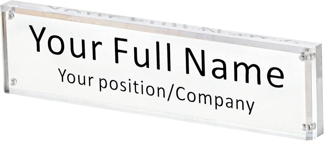 IEEK Acrylic Desk Name Plate, Clear Acrylic Block Nameplate Double Sided Holder, DIY Personalized Name, 2.5x10 Inch