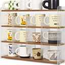 Coffee Mug Holder Wooden Cup Station Organizer 4-Tier Cup Holder for Coffee Bar Mug Display Rack for Countertop Mug Holder Shelf for Home Kitchen Nut Brown