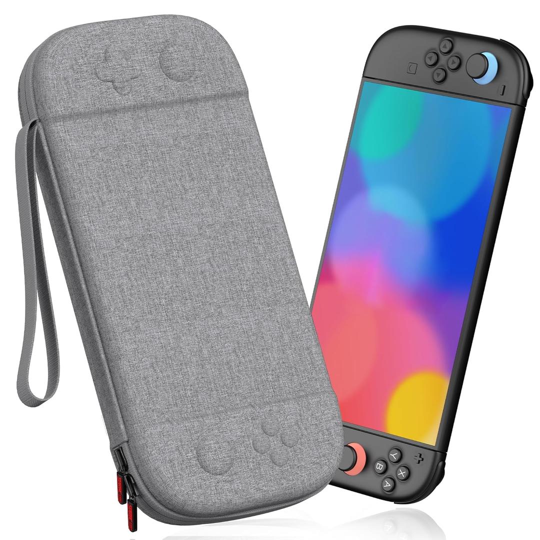 STARTRC GAMES Slim Carrying Case for Nintendo Switch 2 2025, Hard Shell Travel Case with 12 Game Card Slots, Portable Carry Bag for Switch 2 Console Gray