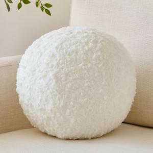 Ball Pillow, Decorative Round Pillow for Couch n, Circle Throw Pillows, Perfect Ball Pillows for Couch, Stylish Decorative Pillows, Versatile Round Throw Pillow (White, 14 Inches)