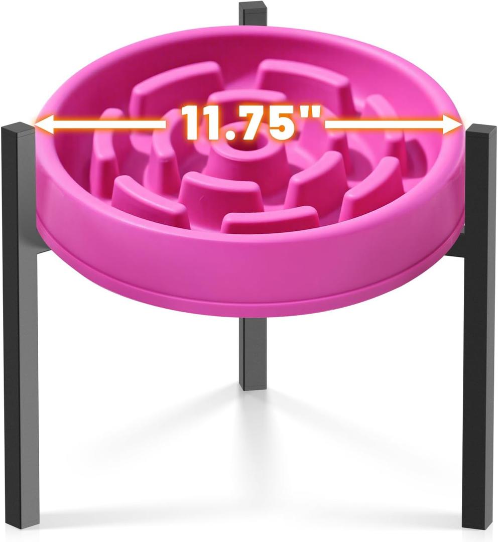 LOOBANI Elevated Dog Bowl Stand: Fits 5.9"-11" Wide Non-Slip Base, Adjustable Elevated Feeder for Medium & Large Dogs Slow Feeders - Black (Fix Size(1 Pack))