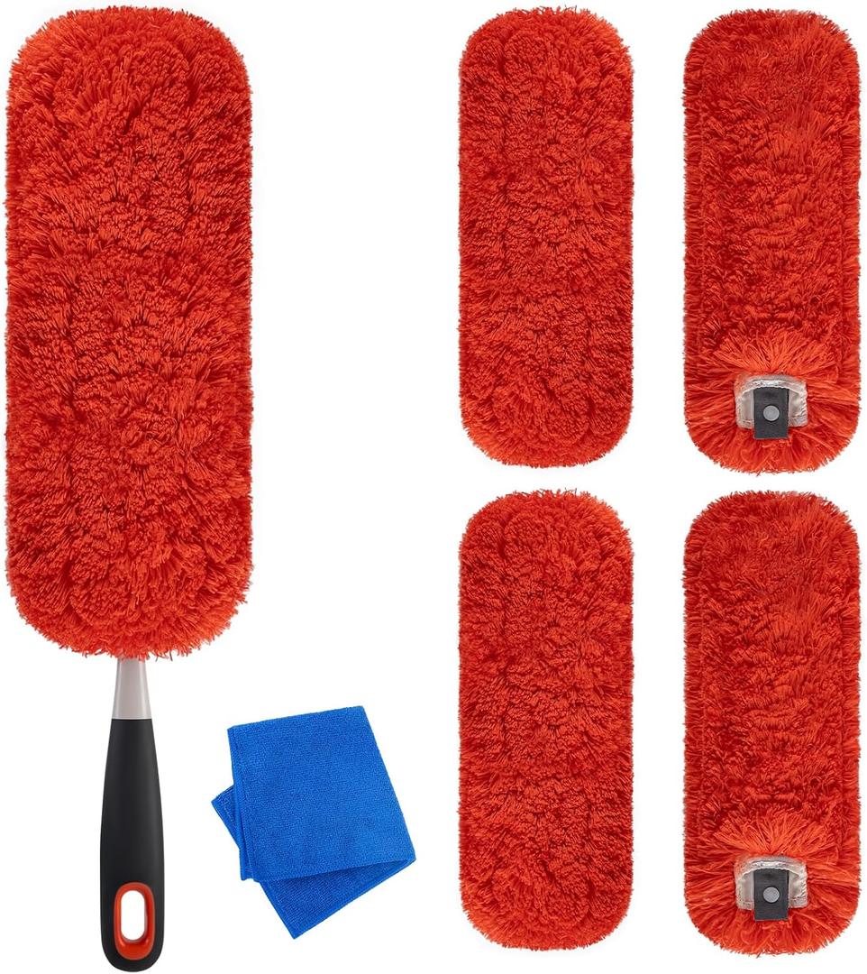 4 Pack Microfiber Reusable Duster Refills, Compatible with OXO Good Grips Microfiber Handle & MR.SIGA Lint Free Microfiber Duster, Washable Dusters Refill for Cleaning (NOT Include Handle)