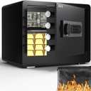 DAYI Safe Box, 1.4 Cubic Feet Home Safe with Fireproof Waterproof Bag, Security Safe Box for Money Cash Valuables, Digital Electronic Keypad, Dual Alarm System, Removable Shelf - D-35