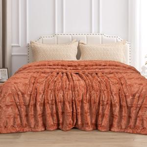 TOONOW Faux Fur Luxury Throw Blanket,Double Side Soft Fluffy Shaggy Fuzzy Blanket for Couch Sofa Bed (Carnelian, X-Large Twin Size)