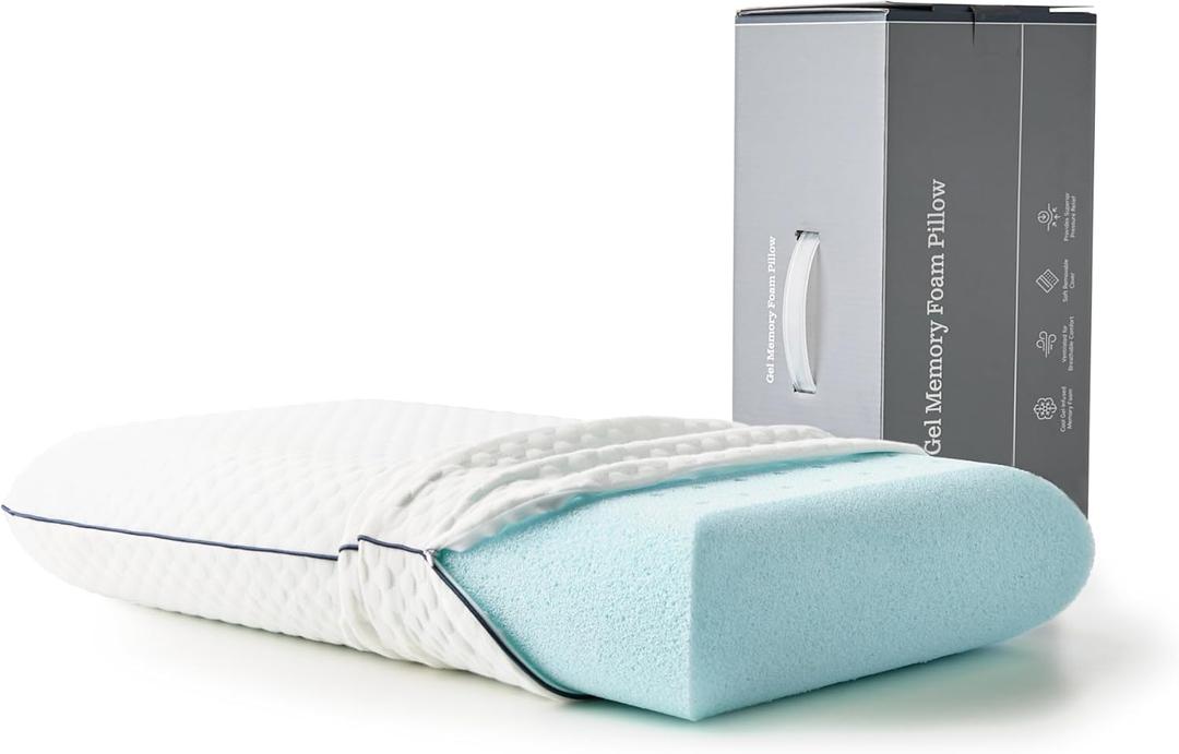 WEEKENDER Gel Memory Foam Pillow - Standard Size - 2-Pack - Medium Firm Feel - Neck & Shoulder Support - For Back & Side Sleepers - Home, Hotel, & Hospital Essentials