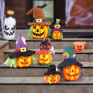 Halloween Light Decarations 6 Pack Light up Halloween Jack-o'-Lantern Set,Pumpkin Prop Decorations with LED LightHalloween Pumpkin Decor for Indoor Outdoor