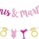 2 x JOYMEMO Bikinis and Martinis Banner with Bachelorette Garland, Hot Pink Bikinis and Martinis Decorations, Summer Bachelorette Party Decor, Engagement Party Supplies
