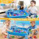 JUKUDAHU Water Table Play Sink Toy for Kids 2 3 4 5 6 Years Old - Outdoor Kitchen with Running Water, Fishing Games, Toddler Water Play Table for Kids Ages 3-8, Beach Outdoor Toys, Summer Gifts(Blue)