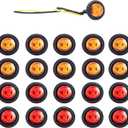 20pcs 3/4 Inch LED Marker Lights - 3rd Gen Round Mini Amber/Red Clearance Lights for Truck, Trailer, RV, Bus, Van, Boat, IP68 Waterproof, 12V DC