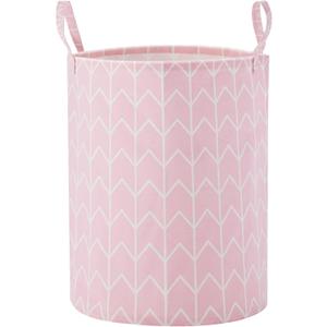 Large Storage Basket for Girls and Boys, Collapsible Laundry Hamper with Long Handles, Toy Bins for Nursery, Kids Room Dcor Pink Geometry (1 Pack)