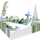 Baptism Table Place Cards, Greenery Place Cards for Table Setting, First Holy Communion Christening Religious Christening Celebration Fill-in Place Cards, 25 Pack -03