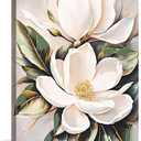 DRLWGTY White Flower Canvas Wall Art, Botanical Framed Wall Decor Aesthetic with Handmade Yellow Crystal Accents, Ready to Hang for Bedroom, Bathroom, and Living Room (Flower B, 24*32 in, Wrapped Canvas)