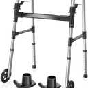 Folding Walker, Lightweight Walkers for Seniors and Adults, Supports Up to 350 Pounds, Adjustable Height, Compact Standard Walker, Silver