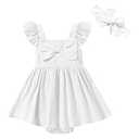 DREAM BUS Newborn One-piece Romper Dress Infant Ruffle Sleeveless Bodysuit with Headband Baby Clothes Baby Girl Jumpsuits (3-6 Months)