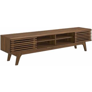 Modway Render 70" Mid-Century Modern Low Profile Media Console TV Stand, 70 Inch, Walnut Walnut