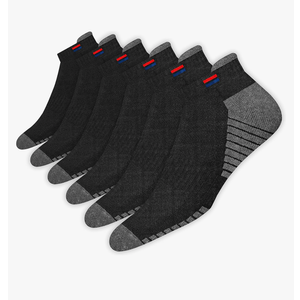 Men's Low Cut Athletic Cotton Cushion Ankle Socks with Sports Tab, Pack of 6 Size L
