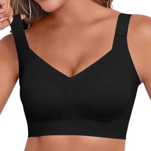 Womens 2025 Seamless Wireless Supportive Bra Push Up Comfort Soft No Underwire Full Coverage T-Shirt Bras (XX-Large, Black)