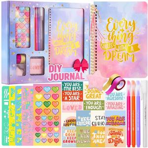 Cocostar DIY Journal Kit for Girls - Journal for Girls Ages 8-12, Stationary Set, Arts and Crafts Kit, Teen Tween Girl Gifts Trendy Stuff - Gifts for 6 7 8 9 10 11 12 13 Year Old Girls