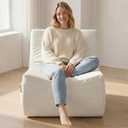 Boneless Single Sofa Memory Foam Couch Chair for Small Spaces Beige, Medium