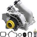Aluminum electric engine water pump assembly with gasket assembly Compatible with Audi A3 A4 A5 A6 Q3 Q5 TT VW Beetle CC Eos GTI Jetta Passat Tiguan, Replaces# 06H121026AB, 06H121026CQ