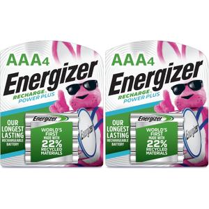 Energizer Rechargeable AAA Batteries, Recharge Power Plus Triple A Battery Pre-Charged, 4 Count (Pack of 3)