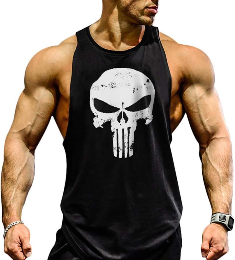 Lift Men's Bodybuilding Gym Tank Tops Workout Stringer Sleeveless Shirts Vest Cotton (Large, Black-1)