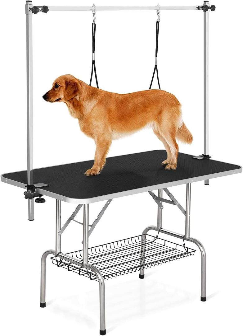 36" Professional Dog Pet Grooming Table Adjustable Heavy Duty Portable w/Arm & Noose & Mesh Tray (Black)