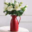 hjn hjn Farmhouse Pitcher Vase for Flowers- Ceramic Pitcher Vase Red Decorative Pitcher for Your Kitchen/Home Decor/Office/Living Room/Bookshelf/Mantel/-Red (Red - Pitcher Vase)
