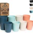 Grow Forward Premium Wheat Straw Cups - 13 & 20 oz Unbreakable BPA Free Hard Plastic Cups - Reusable Lightweight Plastic Drinking Glasses for Kitchen, Outdoor, Water, Camping, RV - Tropical