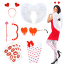 Xuhal 9 Pcs Halloween Cupid Costume for Women Cupid Bow and Arrow Set Wings Heart Headband Sticker Heart Shape Sunglasses Thigh High Stockings Arrow Costume Accessories