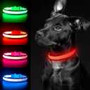 YFbrite Light up Dog Collar, USB Rechargeable LED Puppy Collar Super Bright Adjustable Glowing Dog Lights for Night Walking (Red, Medium)