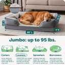 FurHaven Cooling Gel Dog Bed for Large Dogs, Perfect Comfort Sofa Bed with Cool Gel-Top Foam with a Solid Orthopedic Foam Base for Joint Support, Washable Cover, Jumbo XL, Plush & Velvet, Granite Gray