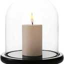 WHOLE HOUSEWARES | Decorative Clear Glass Dome | Cloche Glass Dome for DIY Snow Globes | Tabletop Centerpiece | Cloche Bell Jar Display Case | Black MDF Base, 5.9" D X 6.5" H