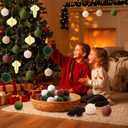 Soulchen 32 Pcs Christmas Tree Decorations Bulk Velvet Ball Ornaments Paper Honeycomb Ornaments for Tree Neutral Retro 3D Honeycomb Lanterns Hanging Flocked Ball for Xmas Holiday Party Decor